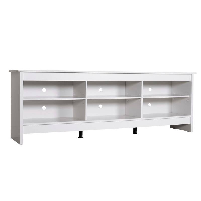 Madesa 6 shelves TV Stand up to 75" + Ladder Shelf Standing Bookcase - White