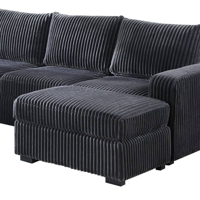 Adeco Modern L-Shape Sectional Sofa Set with Ottoman - 115.5"X81.25"X33.5"