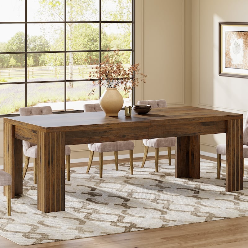 78.7 Inch Dining Table Large Modern Kitchen Table with Heavy Duty Legs - Rusic Brown