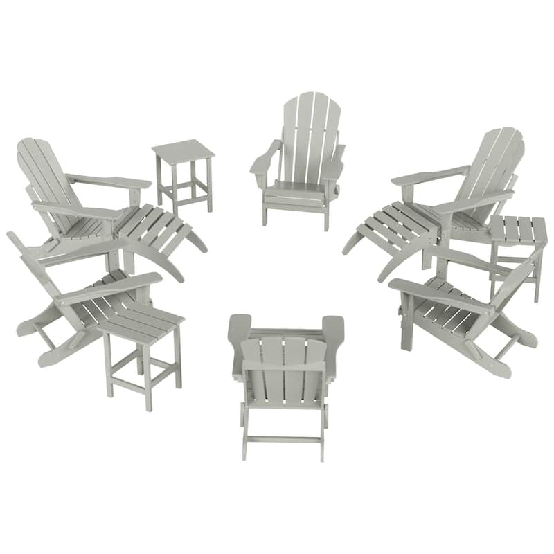 Laguna Hdpe All Weather Outdoor Patio Foldable Adirondack Chairs Conversation Set (12-Piece Set)