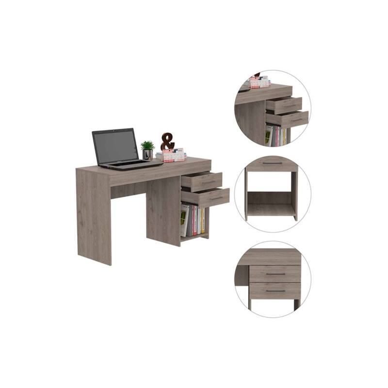 Zunyi Desk - Gray Computer Writing Table with Drawers & Shelf