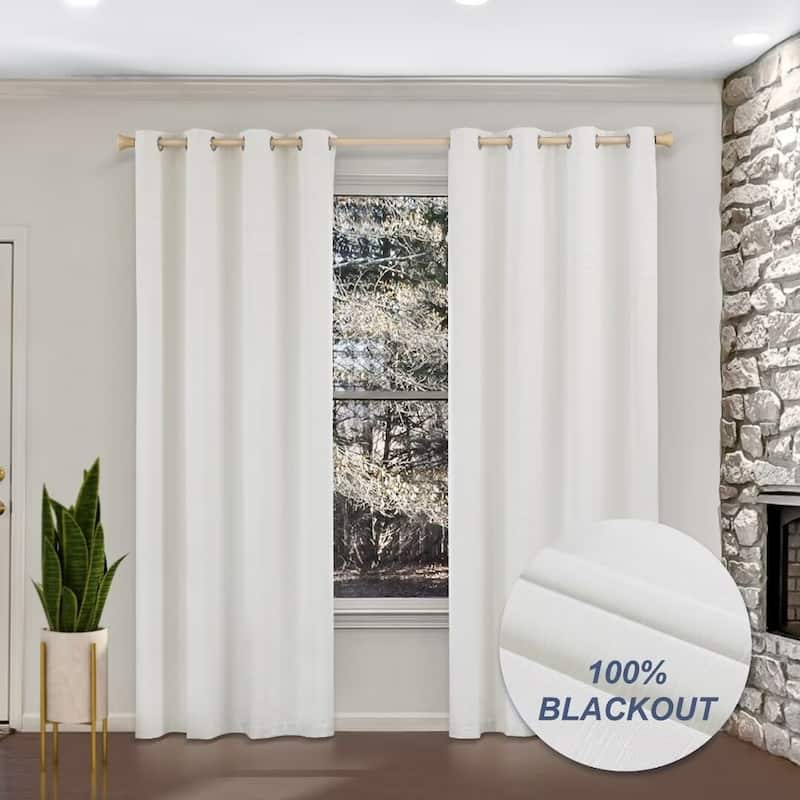 Blackout Cotton Blend Grommet Curtain Pair (2 panels) - 52"Wx96"L - White