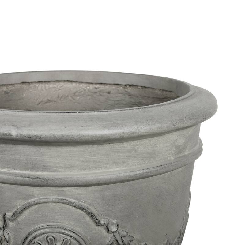 Christopher Knight Home - Jinni Classical 18.11"H Outdoor Pedestal Urn Planter with Garland-Carved Design