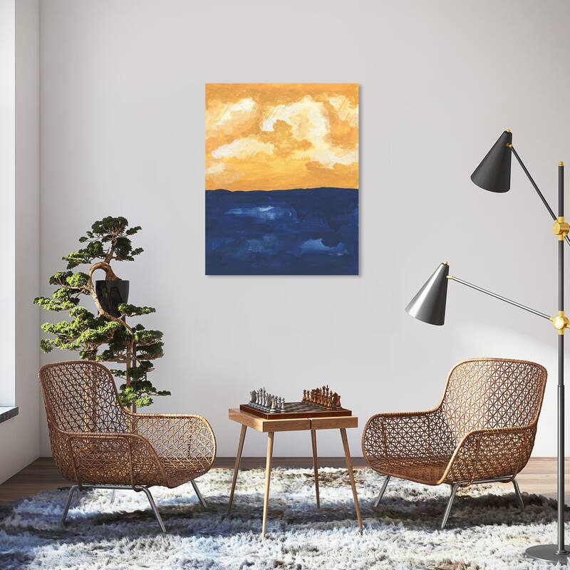 Wynwood Studio Canvas Nature and Landscape Ochre Gold Sky and Sea Yellow Nautical & Coastal Wall Art Canvas Print - 30 x 36