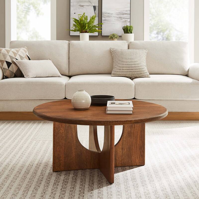 Rivian Round 34" Coffee Table - Walnut