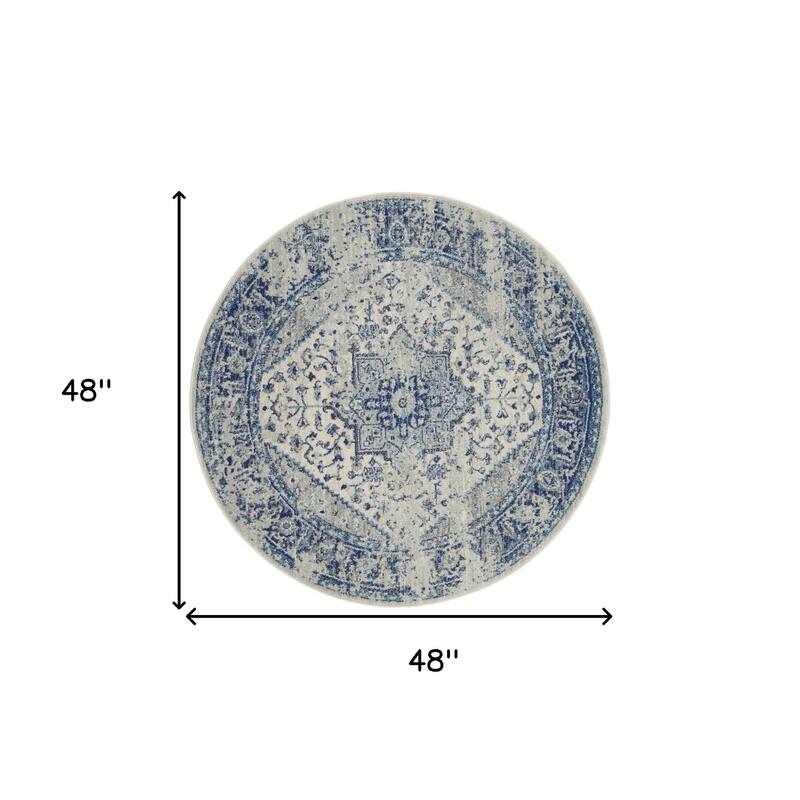 HomeRootsFloral Medallion Transitional Round Area Rug - 48' X '48' X '0.5