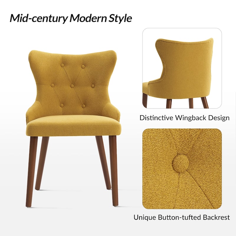 Pedro Mid-century Modern Dining Chair with Solid Wood Leg Set of 4 by HULALA HOME
