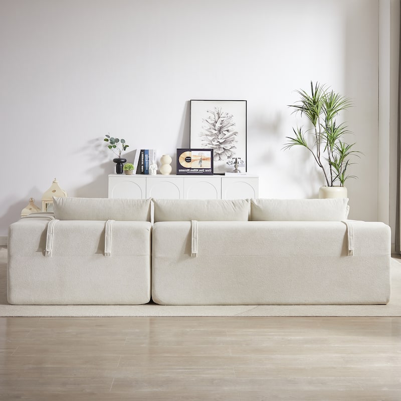 Roomfitters 108" Chenille Modular Sectional Sofa, L-Shaped 3-4 Seater with 6 Pillows, Right Chaise