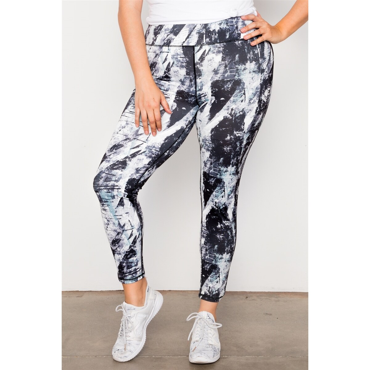 Shop Plus Size Active Athletic Mid Rise Abstract Leggings Free