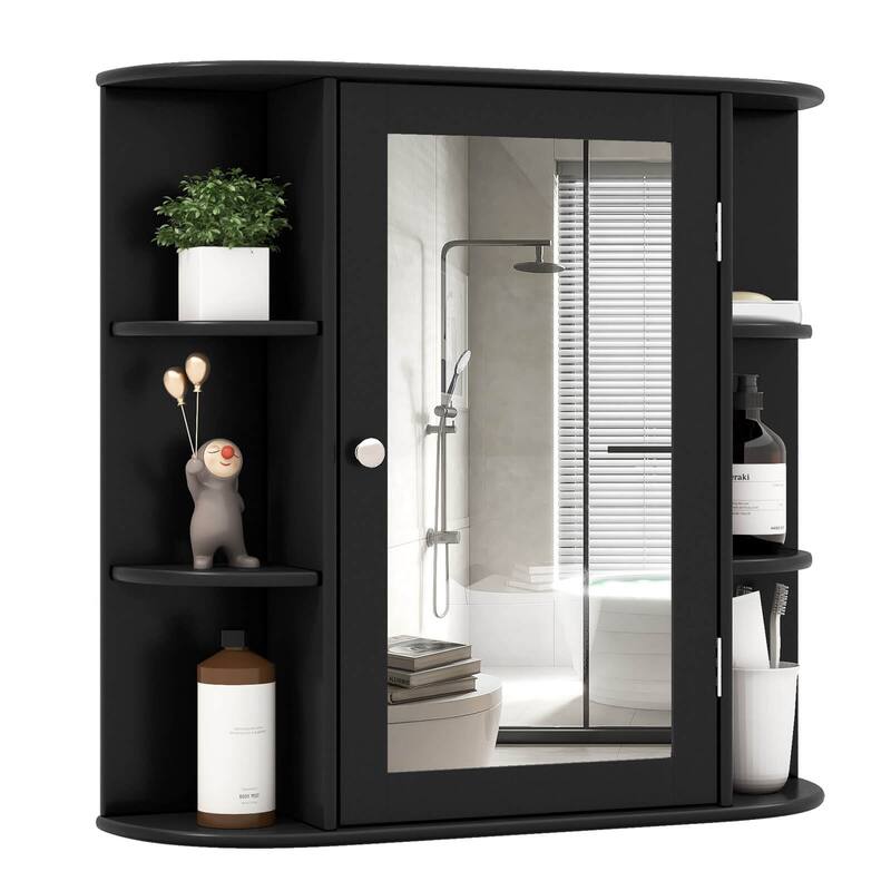 Costway Multipurpose Wall Surface Bathroom Storage Medicine Cabinet - Black