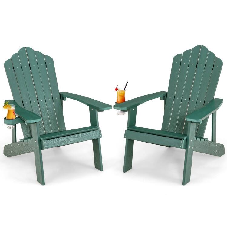 Weather Resistant HIPS Outdoor Adirondack Chair with Cup Holder - 33.4" x 30" x 37"
