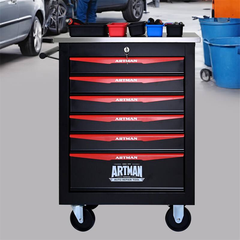 4/5/6/7 Metal Drawers Tool Cart with Wheels for Garage Workshop - 6 Drawers