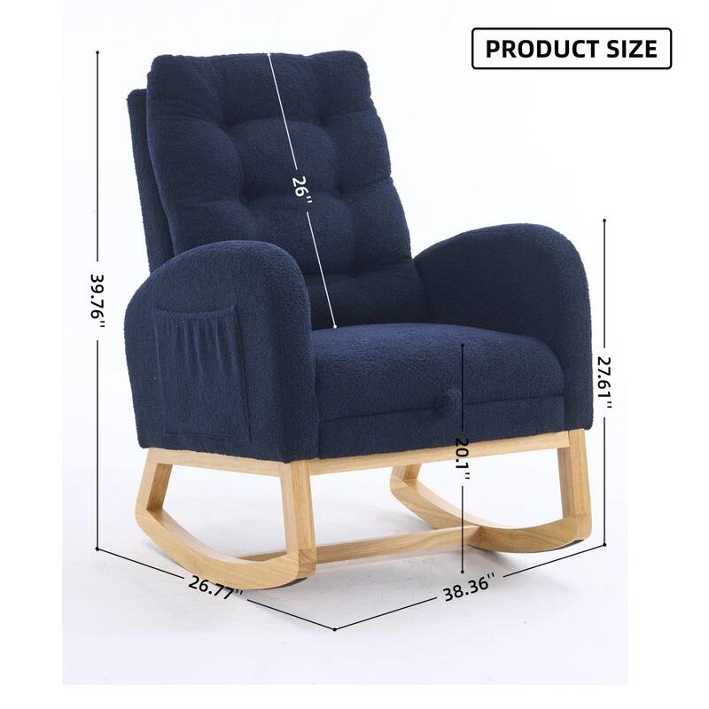 Rocking Recliner Chair with Thick Cushions & Adjustable Footrest, Accent Table Lounge Chair with Hidden Storage Pocket