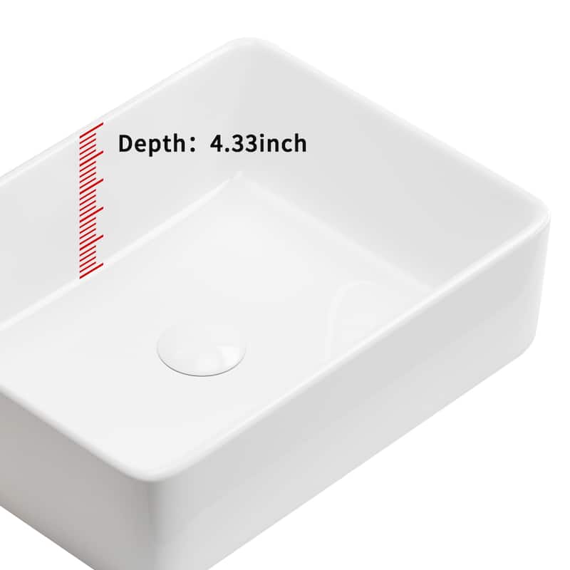 Modern Rectangular Countertop Ceramic Bathroom Sink