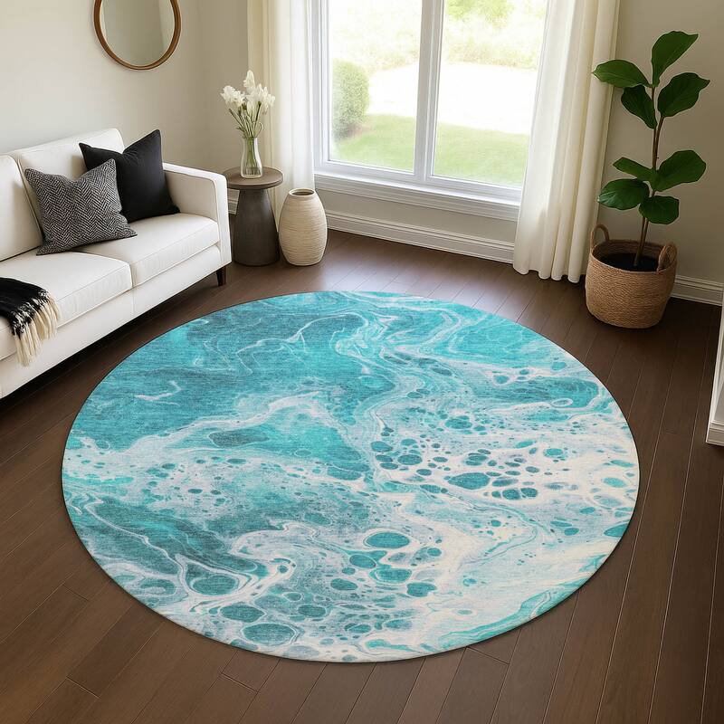 Premium Washable Super Soft Contemporary Mayfield Rug - Teal - 8' x 8'