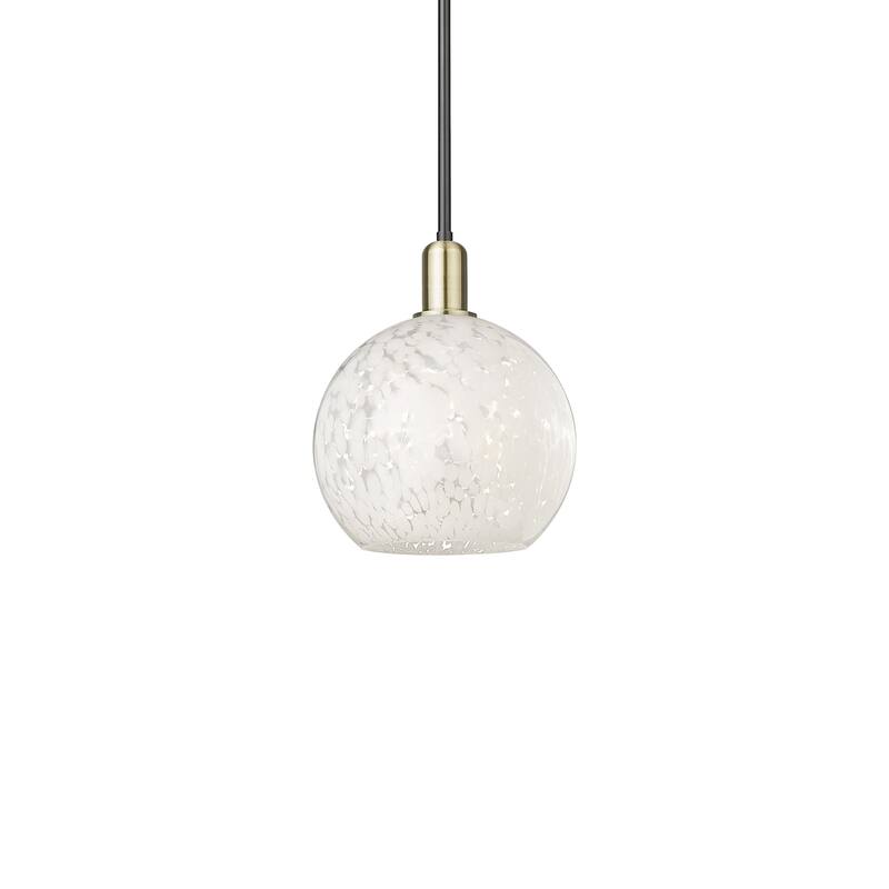 Innovations Lighting 716-1S-13-10 White Mouchette Pendant White - Black Antique Brass / White Mouchette