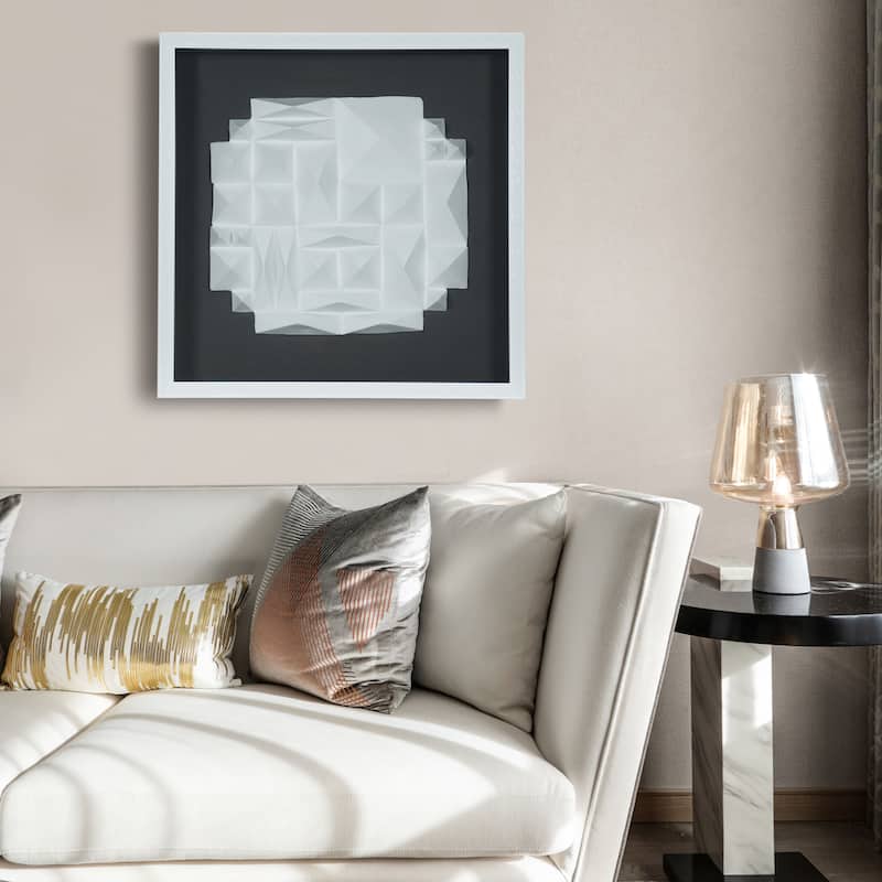 HUJI White Ridges Shadow Box Wall Decor - Style 3