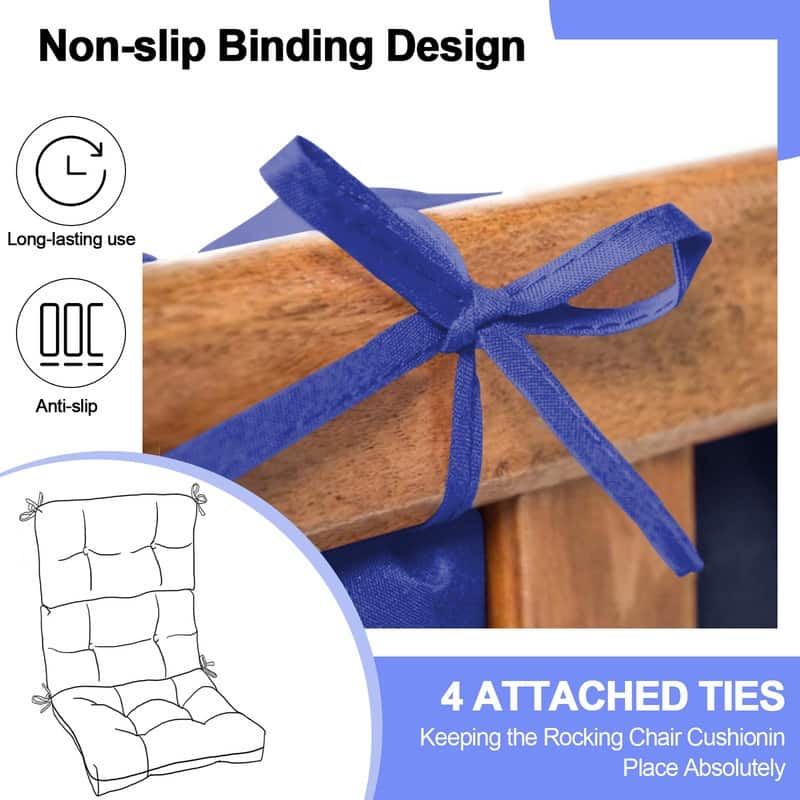 2 Pcs Set High Back Patio Chair Cushions, 44'' x 22''x 4''Tufted Rocking Chair Cushions, for Garden Porch Home Office Chair Use