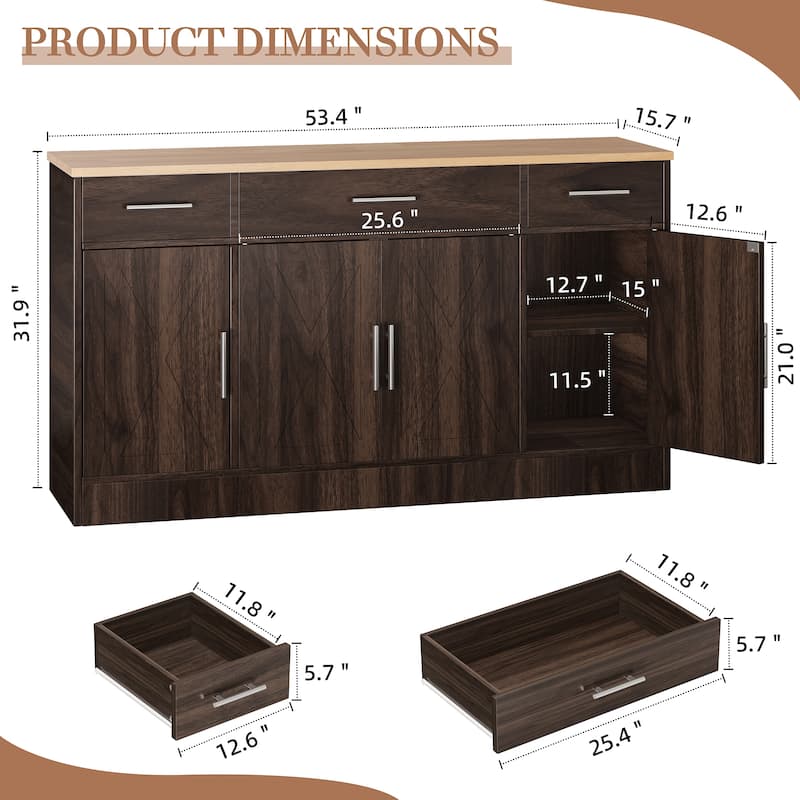 Farmhouse Kitchen Buffet Storage Cabinet, Sideboard