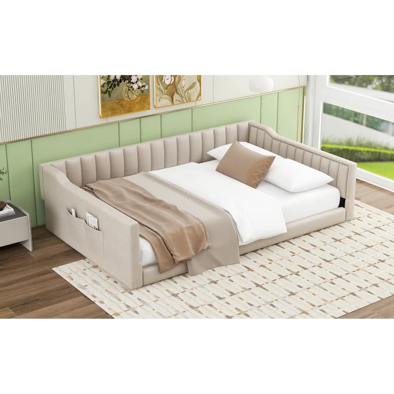 Full XL Velvet Upholstered Daybed with Storage - 600LB Capacity