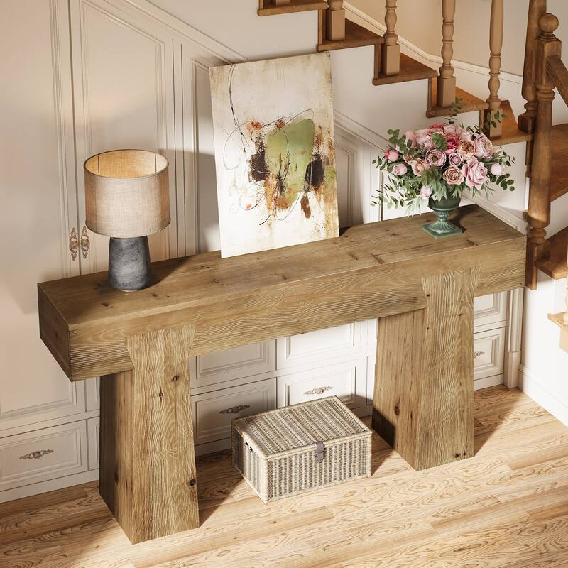 63-Inch Entryway Table, Farmhouse Console Table Behind Couch