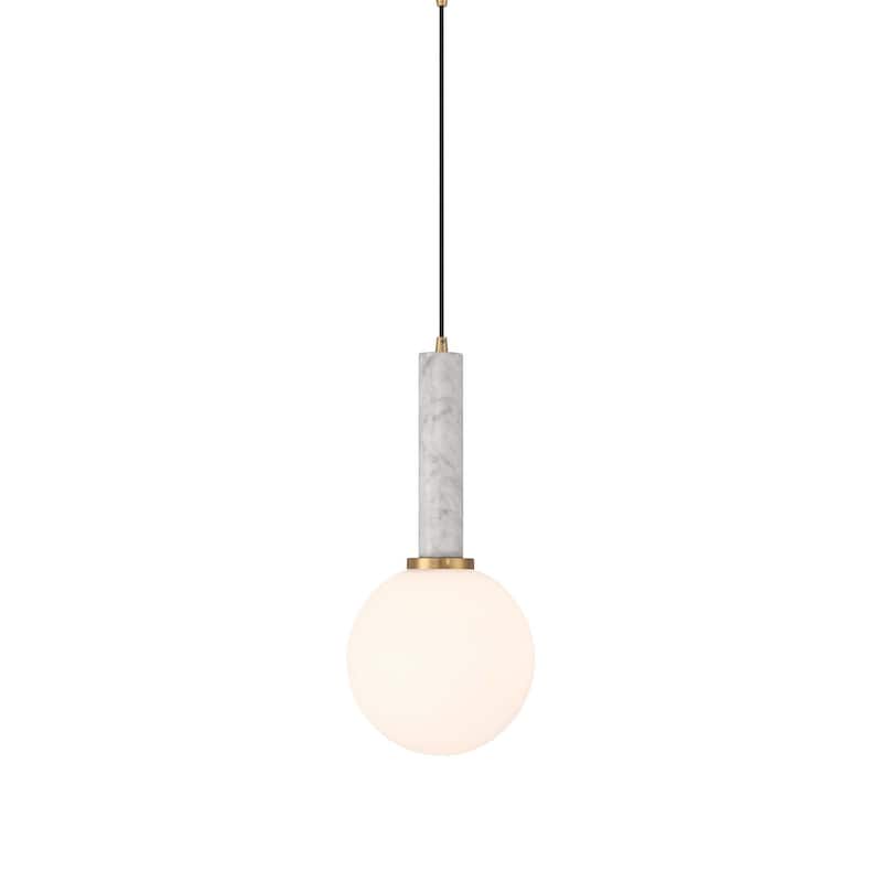 Savoy House 7-2902-1 Callaway 10" Wide Pendant - Natural Brass / White Marble