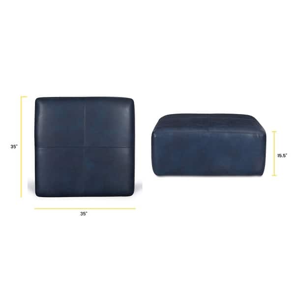 dimension image slide 2 of 3, Poly & Bark Sequoia Ottoman - Full Grain Genuine Italian Leather