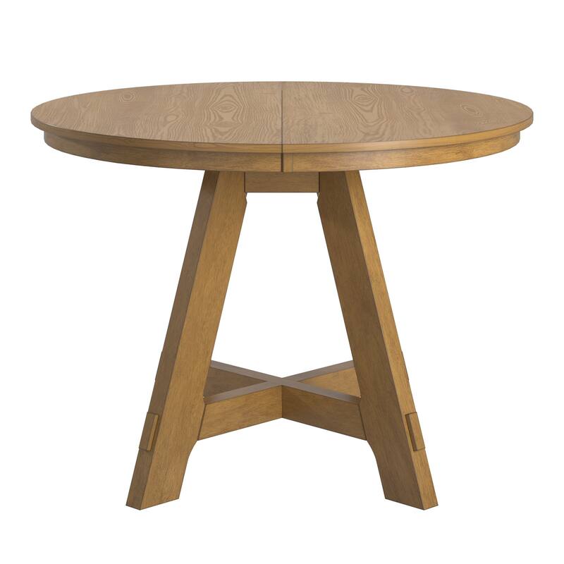 Harstad 42"-60" Extendable Round Dining Set with Vegan Leather Upholstered Chairs by iNSPIRE Q Modern