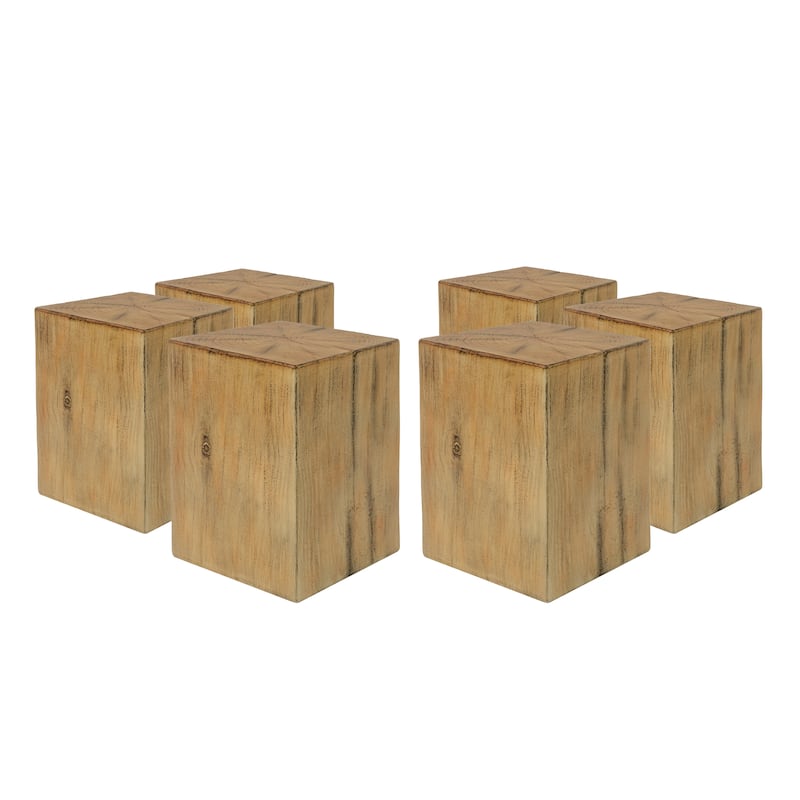 Roomfitters 18" Square-Column MGO End Table, Distressed Wood-Look Pedestal for Indoor/Outdoor Use