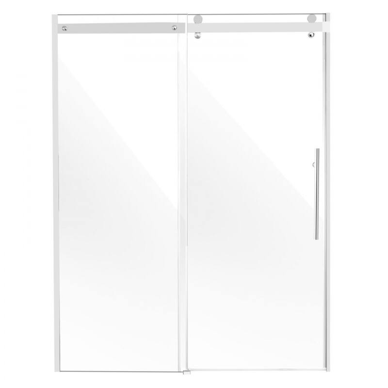 Chrome Frameless Sliding Shower Door Double with Aluminum Rail - 59 x 75 x 5 in