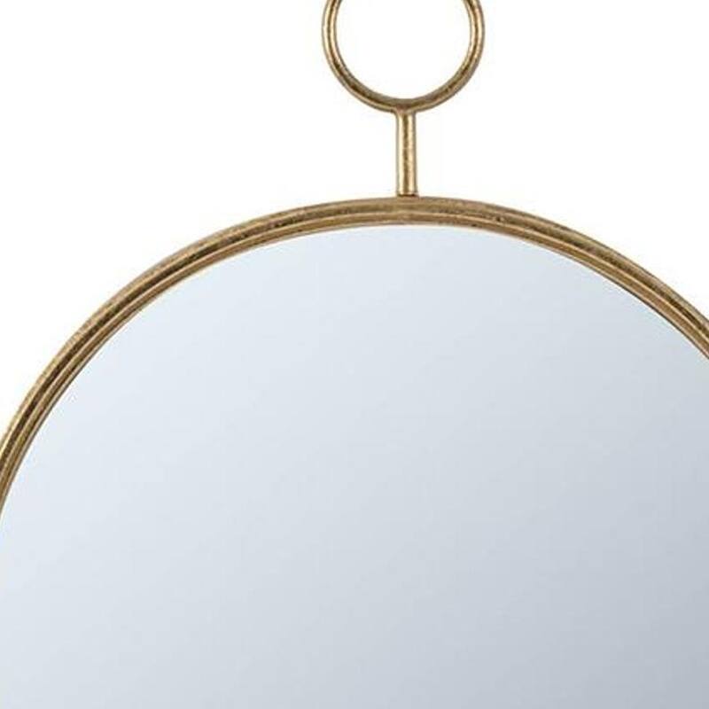 HomeRoots 28" Gold Round Iron Framed Accent Mirror - 22.4' X '28.3' X '1.8