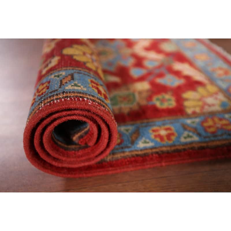 Red Kazak Foyer Rug Hand-Knotted Wool Carpet - 1'11" x 3'0"