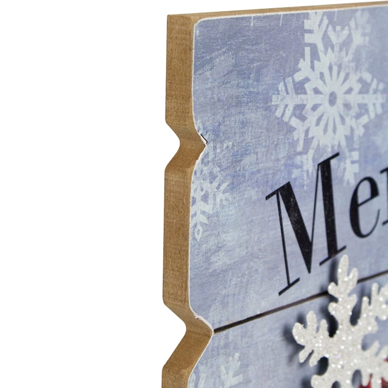 Lighted Snowmen "Merry Christmas" Wall Decoration - 16" - Warm White Lights