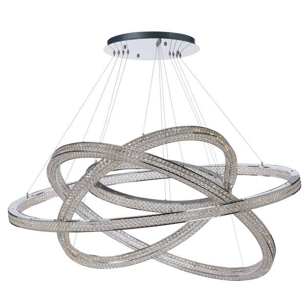 slide 2 of 4, Eternity 14-light 60" Wide Steel Pendant - Polished chrome Polished chrome