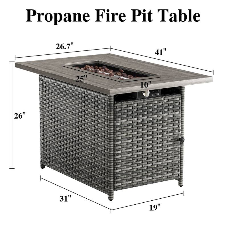 Patio Conversation Set 9 Piece with Propane Fire Pit Table