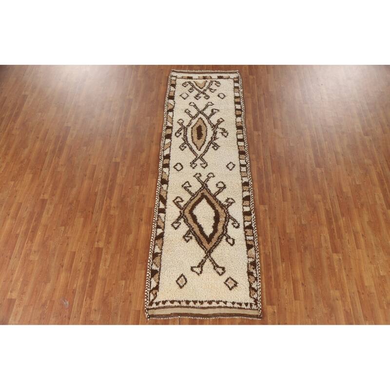 Vegetable Dye Anatolian Turkish Runner Rug Hand-knotted Wool Carpet - 3'3"x 10'4"