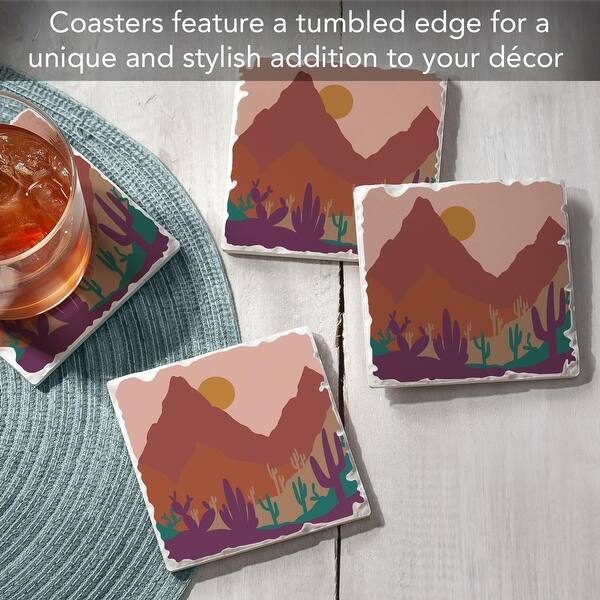 Thirstystone Southwest Palette 4-Pack Stone Coasters - Absorbent, Cork Backed, Made In USA