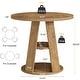 preview thumbnail 9 of 7, 31.5" Small Round Wood Dining Kitchen Table for 2 with Storage Shelf - 31.5" W x 31.5" D x 29.5" H