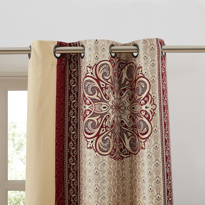 Nanshing Prince Set of 2 Medallion Grommet Curtains - 37" X 84"