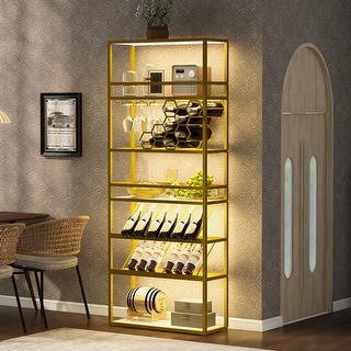 Standing Honeycomb LED Tall Wine Rack with Glass Rack - Bed Bath ...