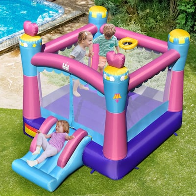 3-in-1 Inflatable Bounce House Princess Theme Inflatable Castle - Multicolor