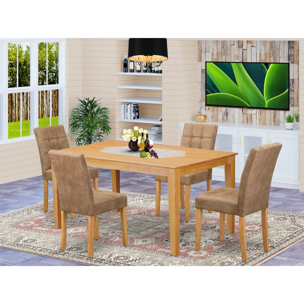 East West Furniture Dining Table Set Includes a Rectangle Dining Table and Chairs, Oak (Pieces Options)