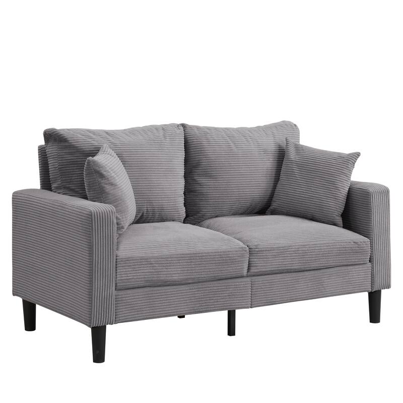 5-Seat Corduroy Sofa Set (3-Seater + 2-Seater) with High-Density Sponge Cushions & Sturdy Hardwood Frame