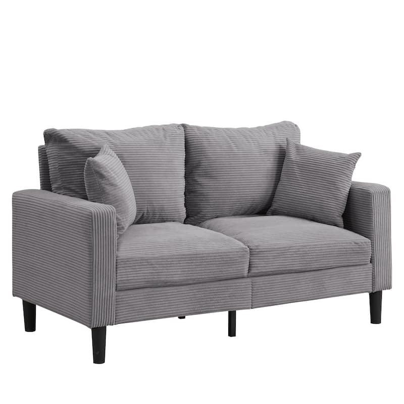 57.9" Corduroy Loveseat Sofa with Wooden Frame, High-Resilience Sponge, and Space-Saving Design
