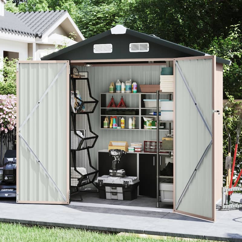 AOXUN Outdoor Storage Shed with Lockable Doors and Air Vents for Garden