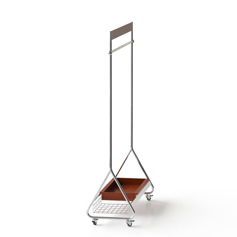 Clothes Hanger Clothes And Hat Rack Retro Home Portable Stainless Steel Bedroom Floor Storage Shelf