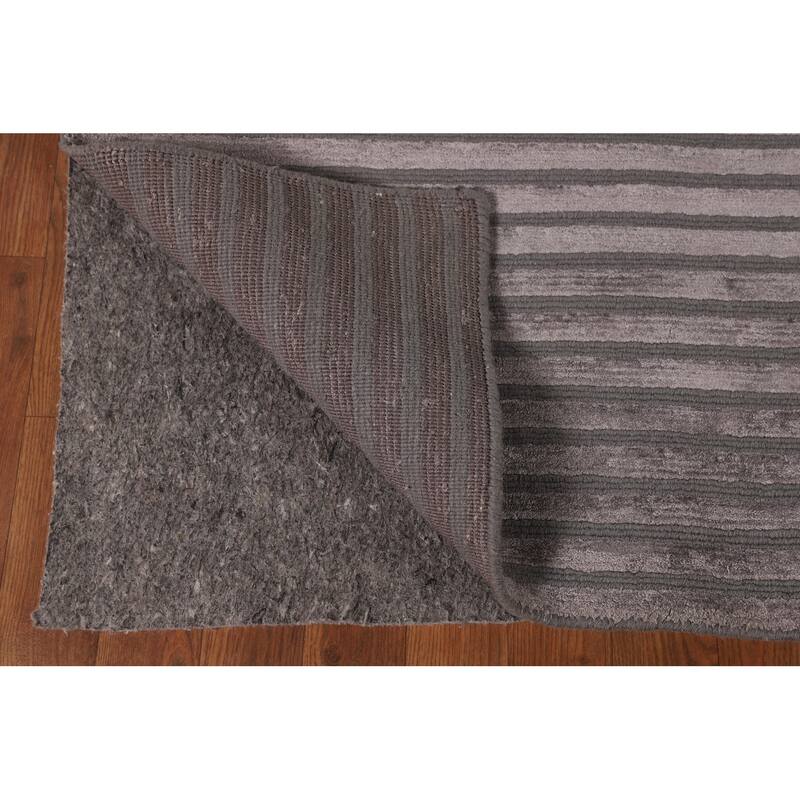 All-Over Striped Nepalese Oriental Area Rug Handmade Wool Carpet - 8'1" x 9'8"