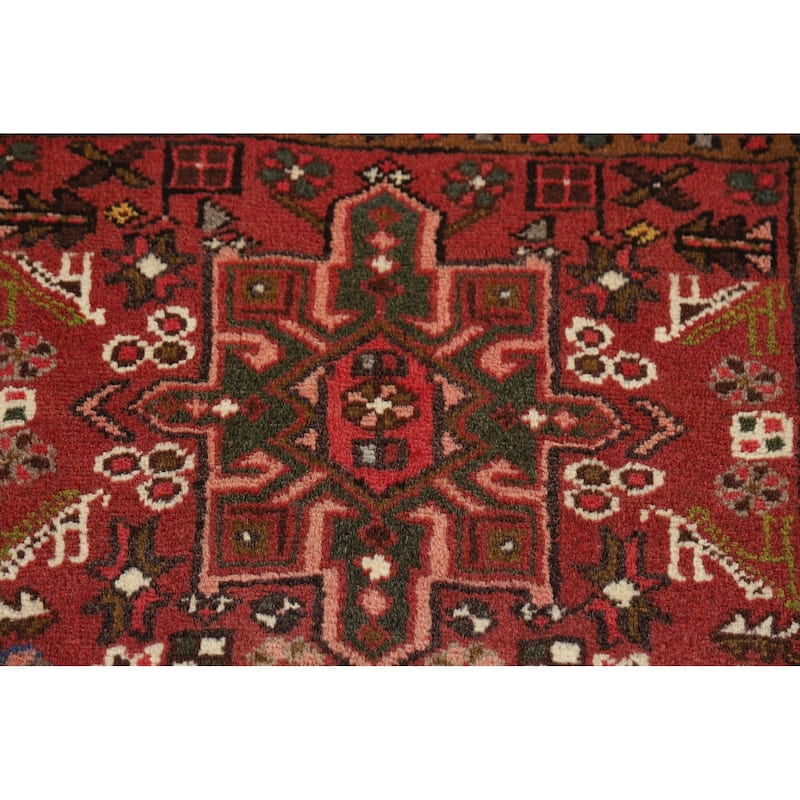 Tribal Gharajeh Persian Runner Rug Handmade Red Wool Carpet - 2'4" x 9'4"
