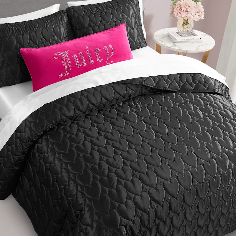 Juicy Couture Satin Heart Stitched Quilt Sets