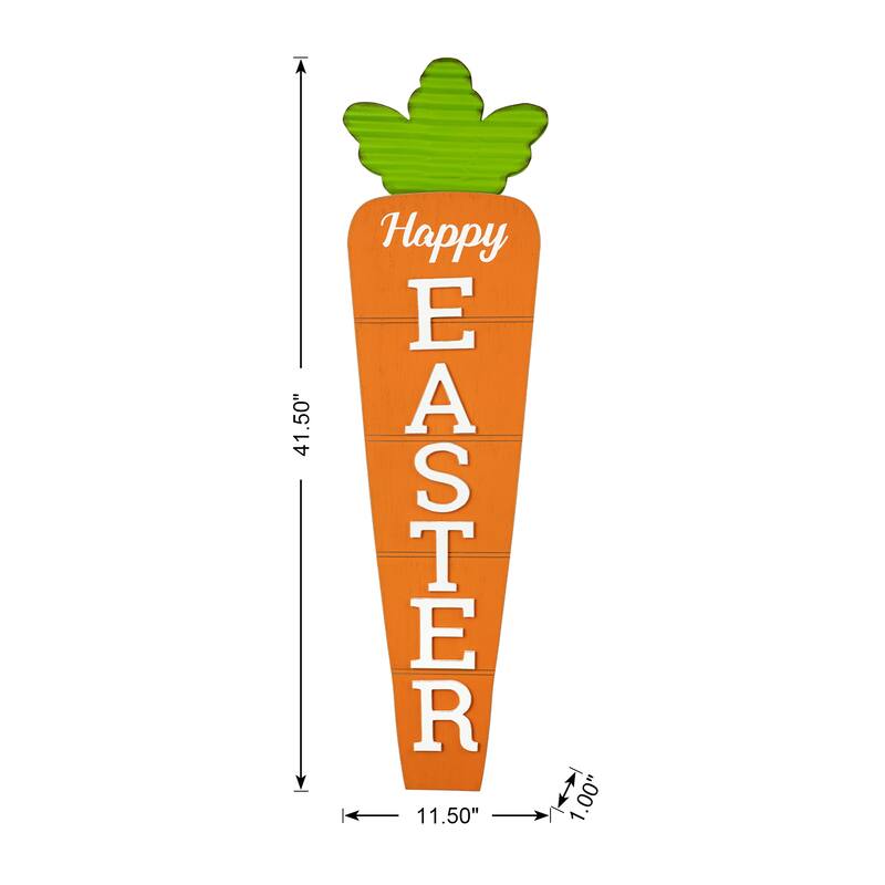Glitzhome 42"H Easter Wooden Metal Carrot Bunny Porch Sign Spring Gifts